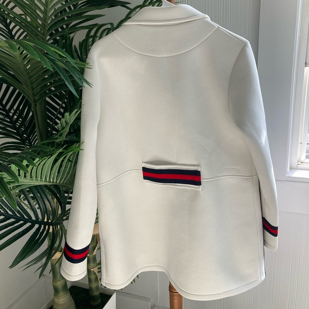 Joseph Ribkoff White Pea Coat with Black Buttons - Picture 2 of 3